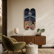 Drive to Moon - skate decorativo ilustrado de pared