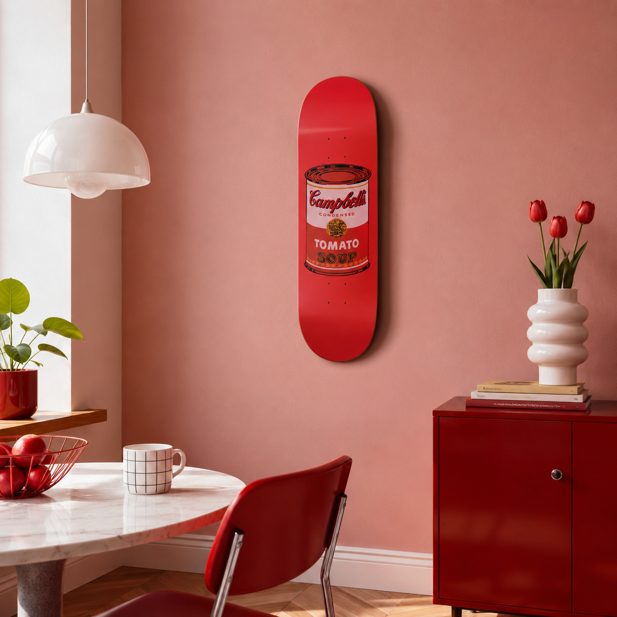 Red Campbell - Campbell pop art en tabla de skate decorativa