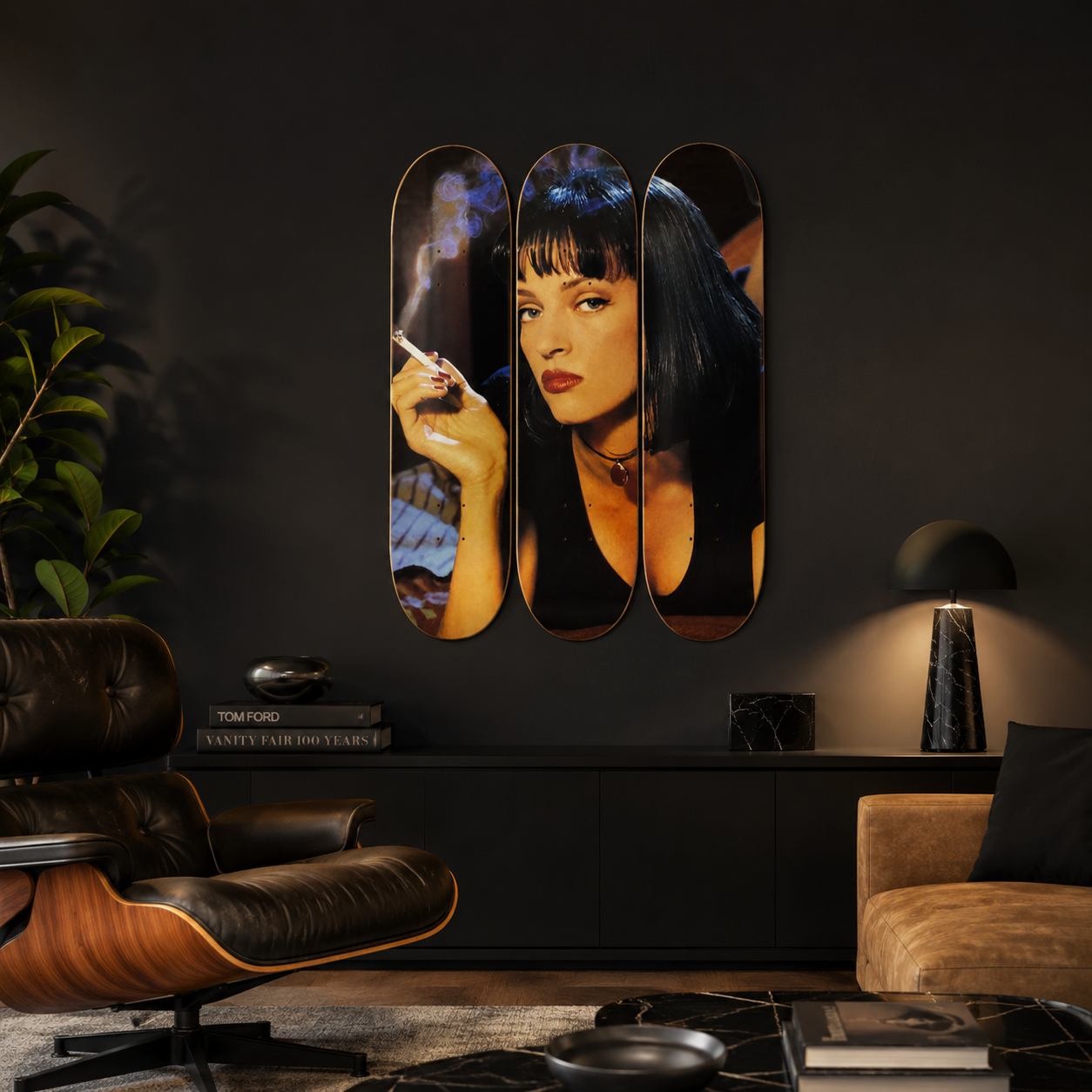 Mia - Pulp Fiction en tabla de skate decorativa