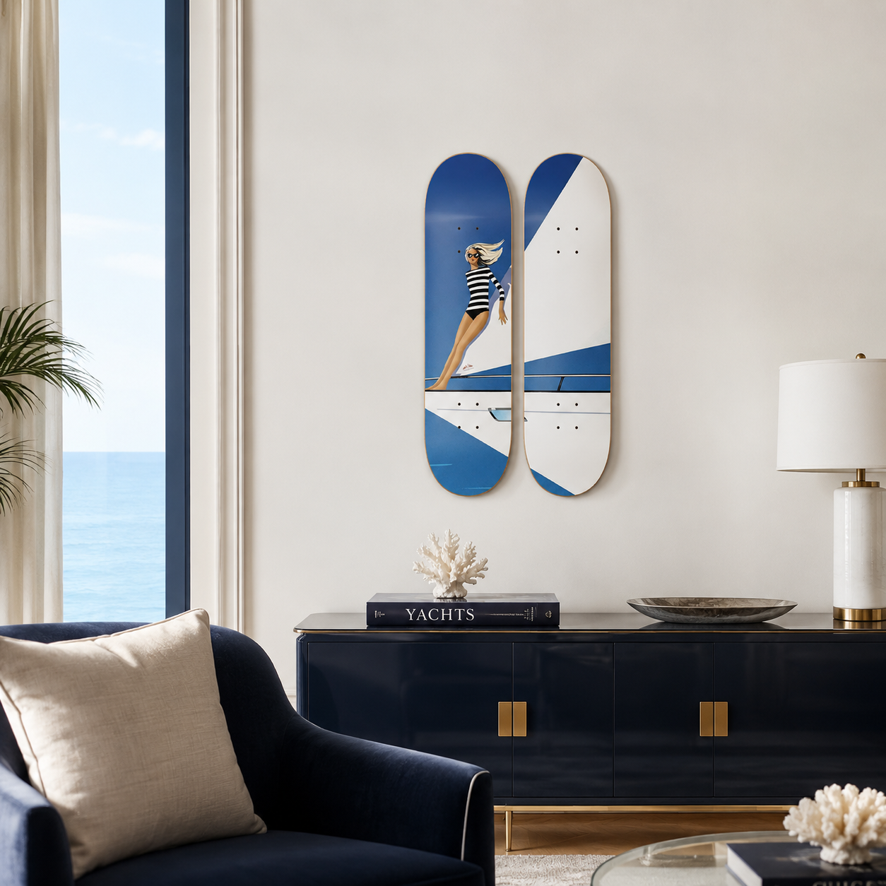 Proa Girl - skate decorativo ilustrado de pared