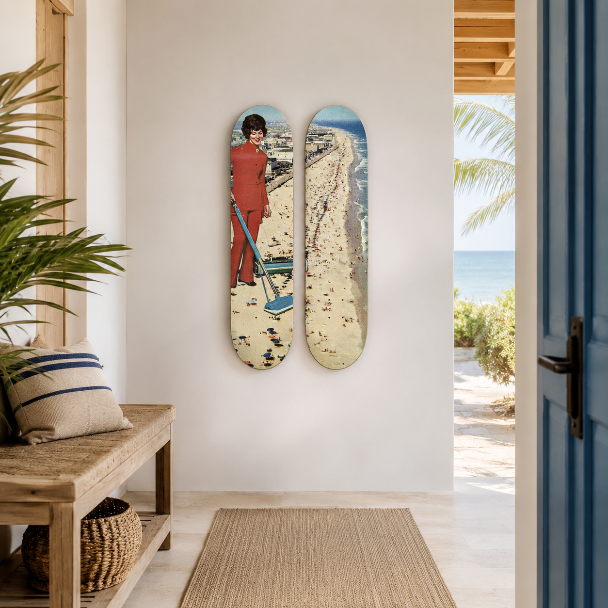 Clean Beach - playa minimalista en tabla de skate decorativa