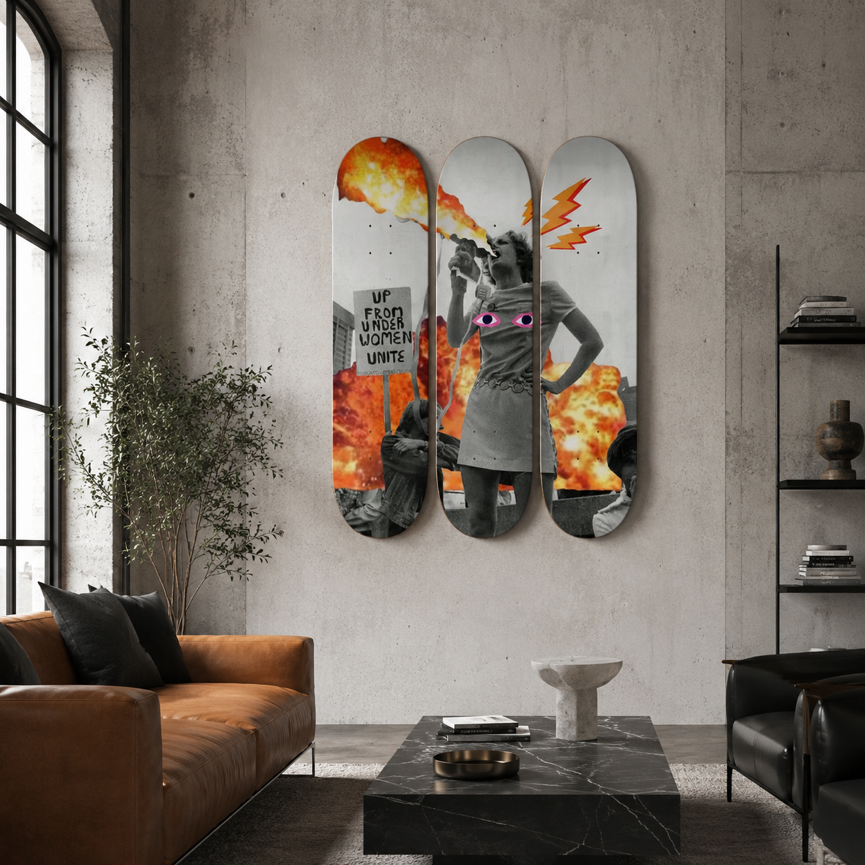 Grl Pwr - skate decorativo ilustrado de pared