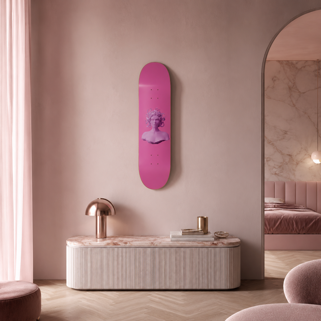 Pink Venus - Venus arte clásico en tabla de skate decorativa