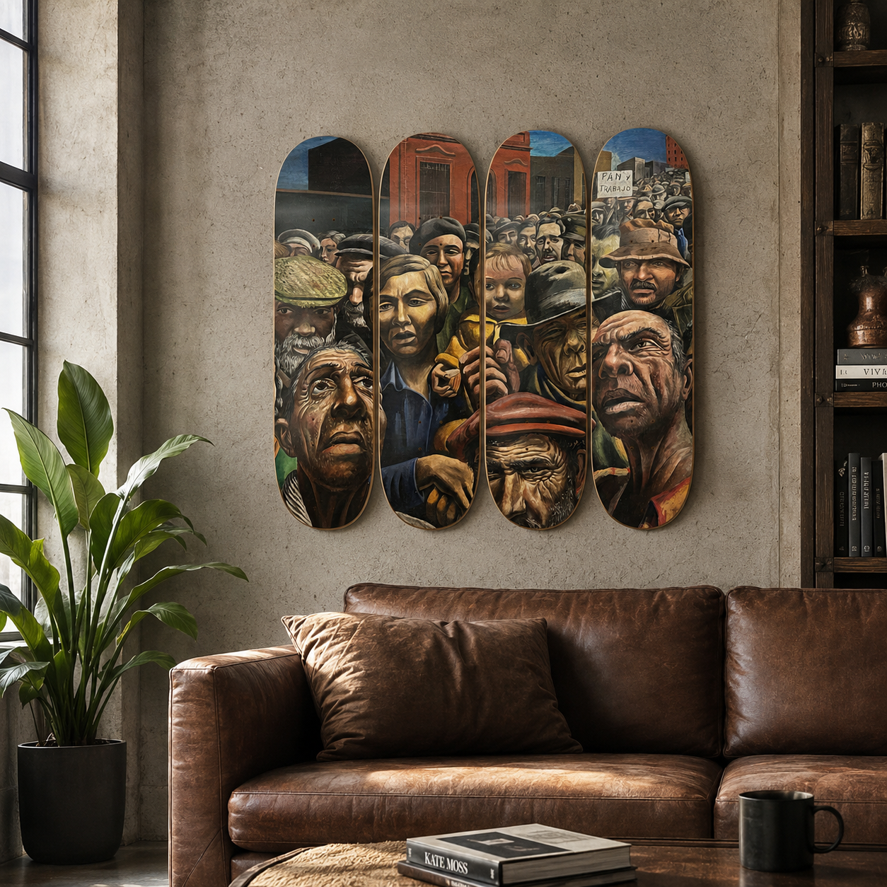 Pan y Trabajo - arte mural en skate de pared