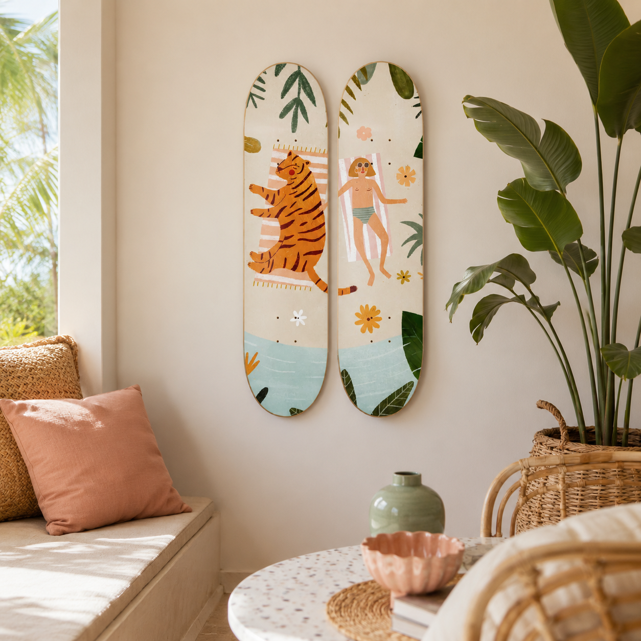 Best Friends - skate decorativo ilustrado de pared