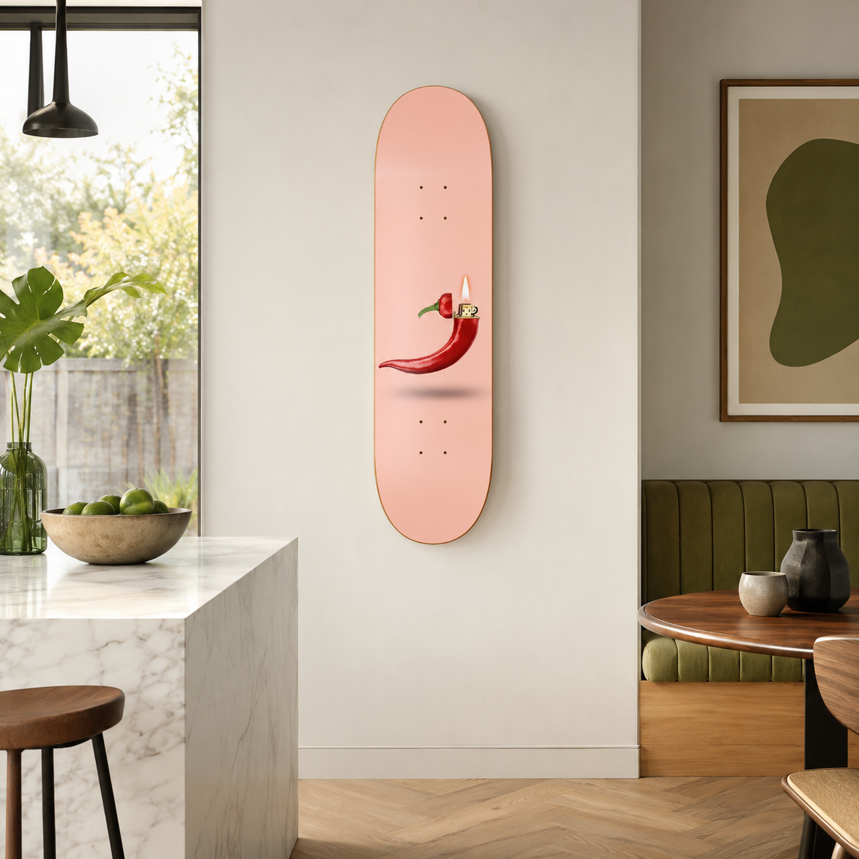 Chilli Fire - skate decorativo ilustrado de pared