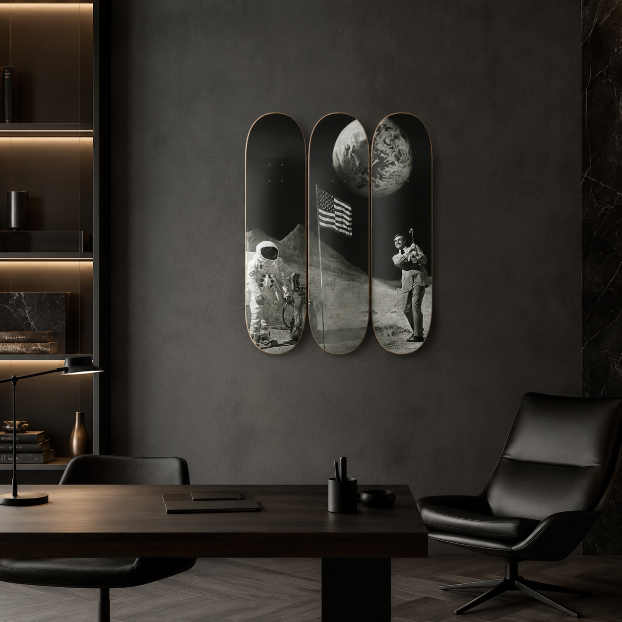 Lunar Golf - skate decorativo ilustrado de pared
