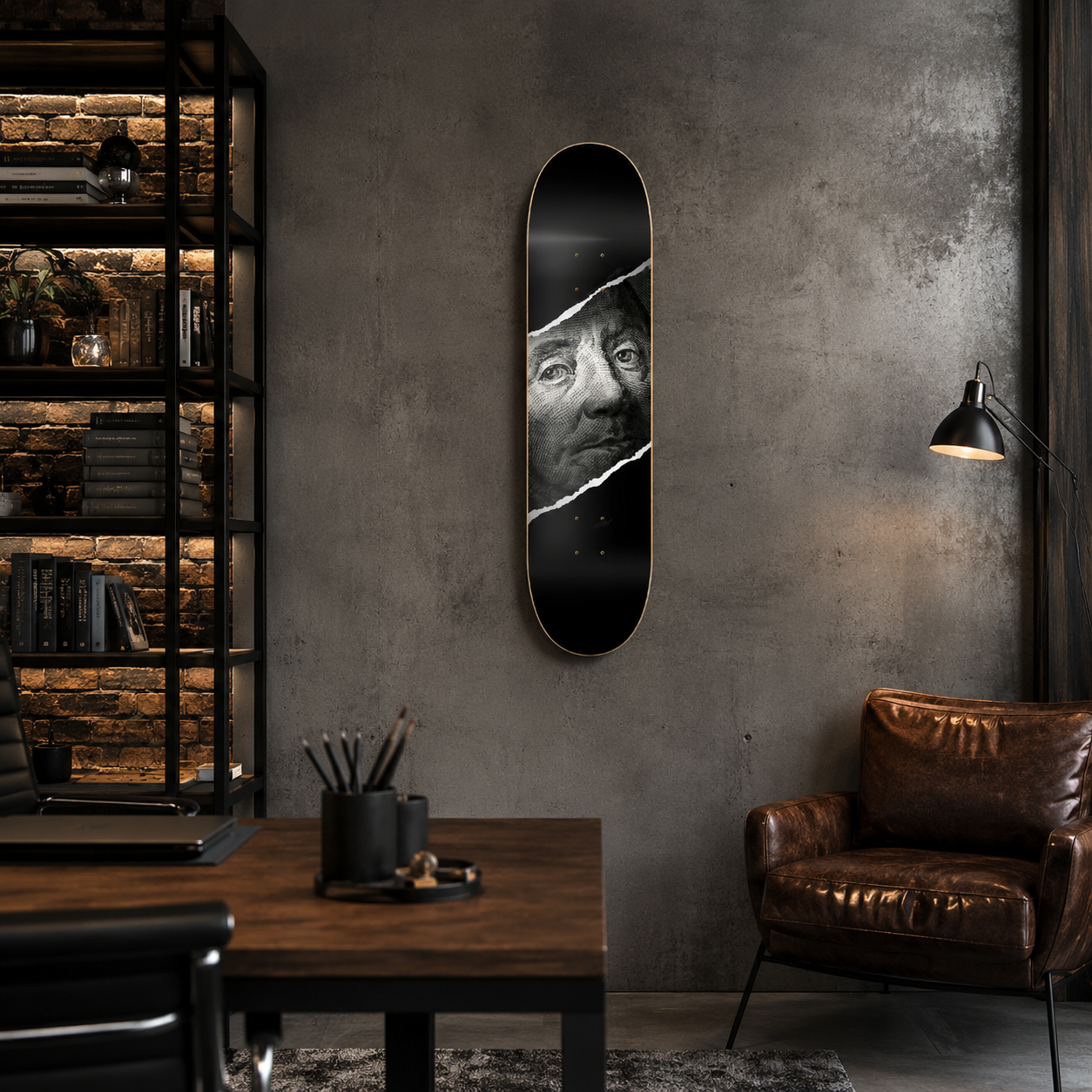 Benjamin - skate decorativo ilustrado de pared
