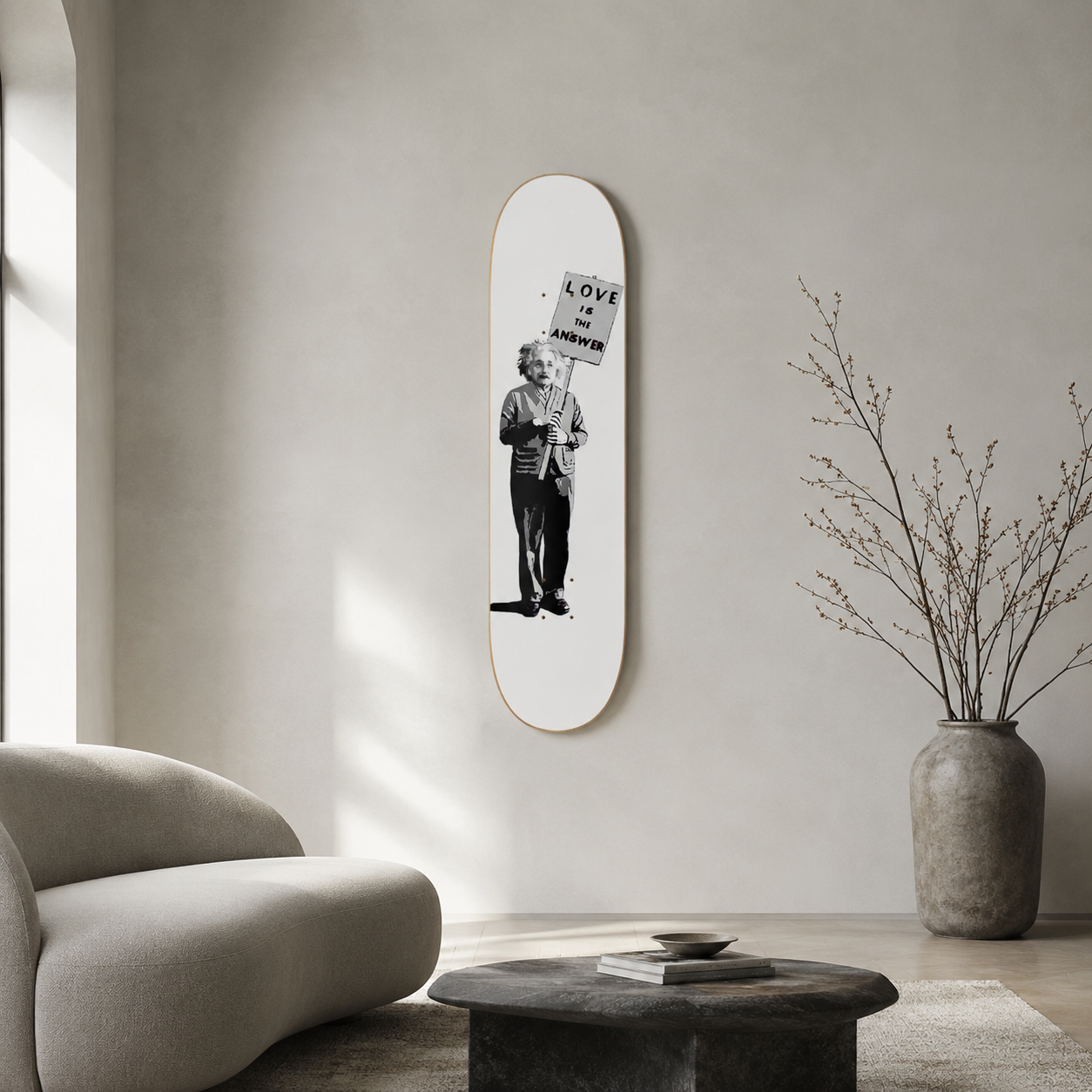 Love Is The Answer - skate decorativo ilustrado de pared