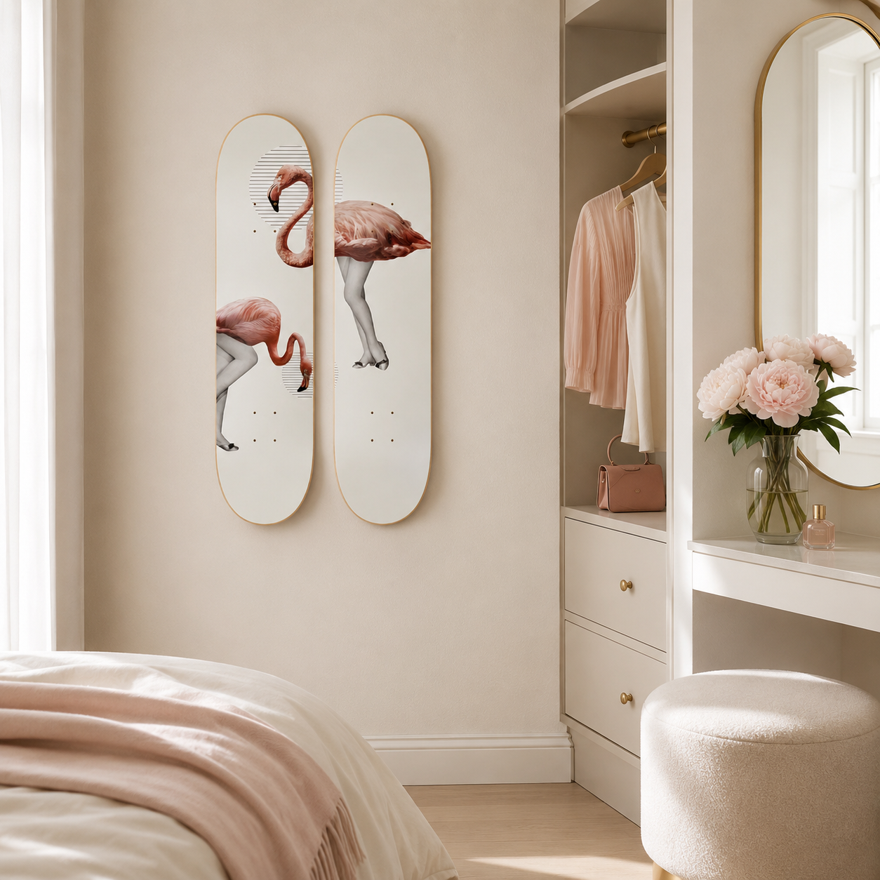 Flamenco Legs - skate decorativo ilustrado de pared