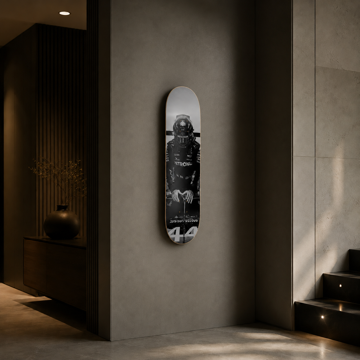 Lewis - Hamilton Fórmula 1 en tabla de skate decorativa