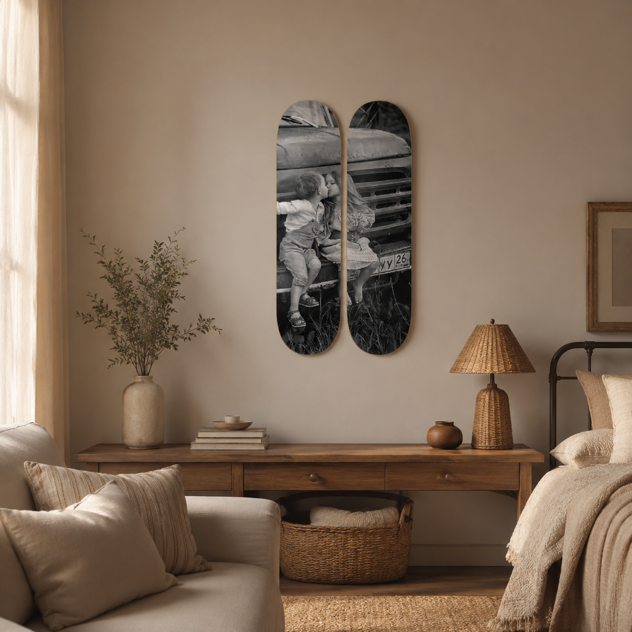 Love - skate decorativo ilustrado de pared