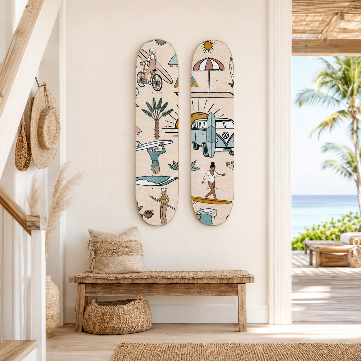 Beach Mix - playa y verano en tabla de skate decorativa