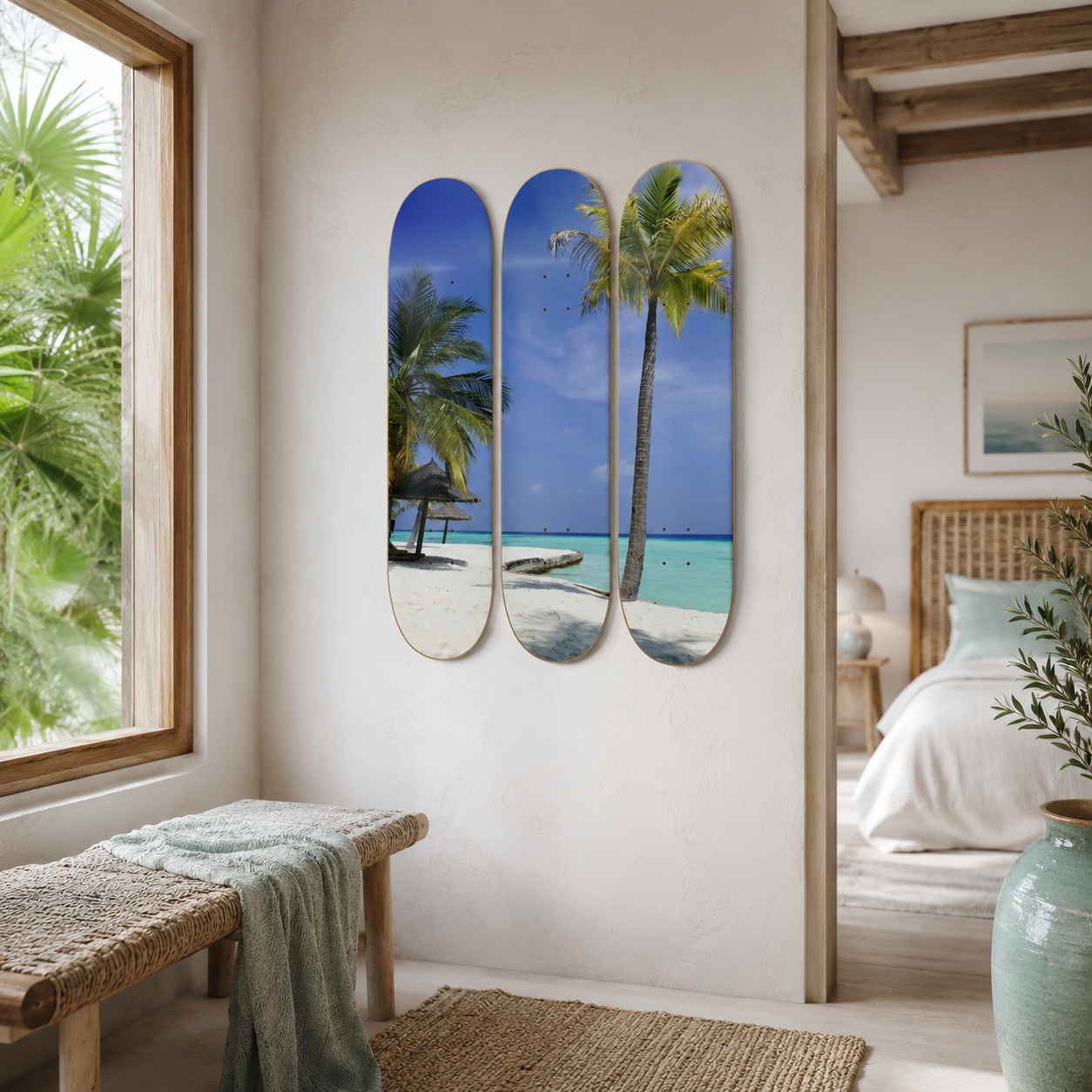 Caribe - playa en tabla de skate decorativa