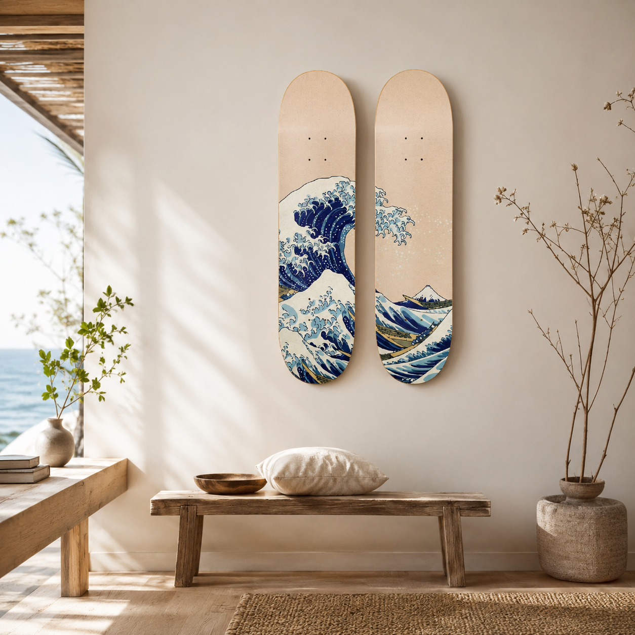 Kanawaga - La Gran Ola de Kanagawa en tabla de skate decorativa