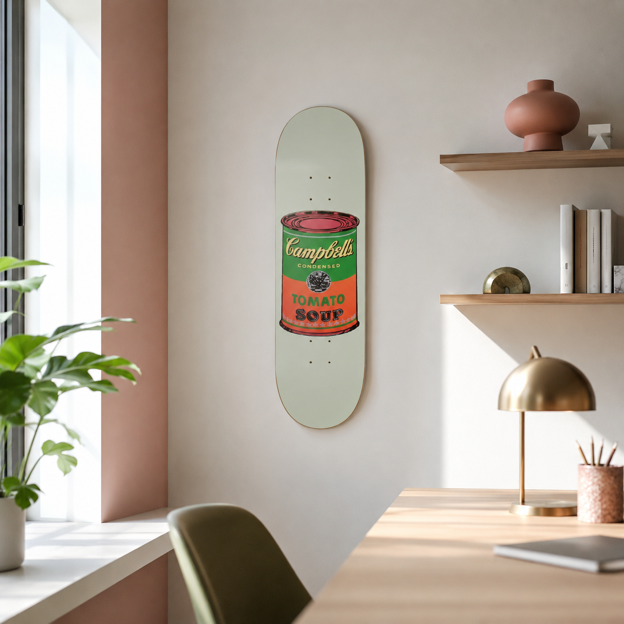 White Campbells - Campbell pop art en tabla de skate decorativa
