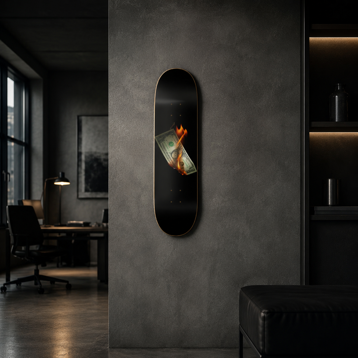 Fire Doly - skate decorativo ilustrado de pared