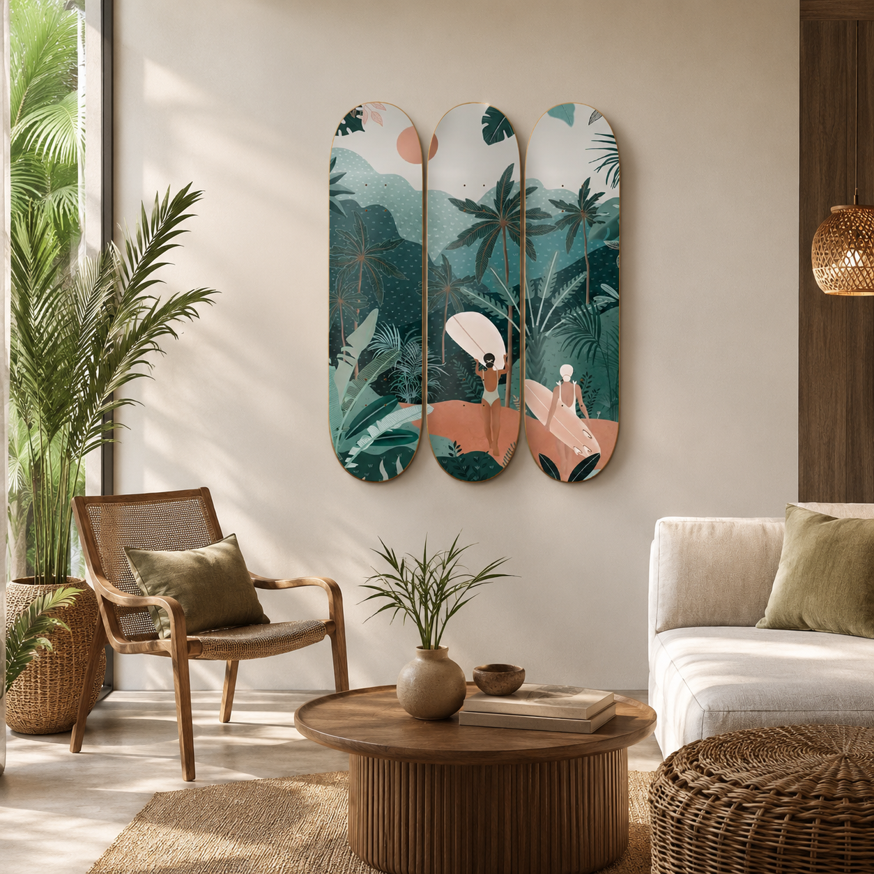 Jungle Trip - skate decorativo ilustrado de pared vista 2