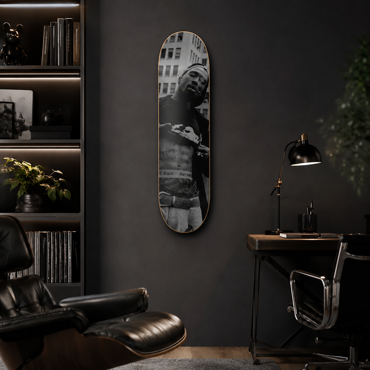 2Pac Tshirt - 2Pac en tabla de skate decorativa