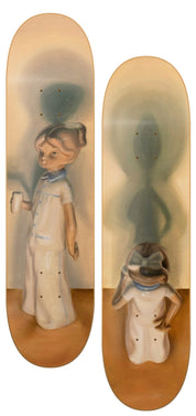 Díptico Niña leche, Frente y Espalda - Paula Medina - obra de Paula Medina en skate decorativo vista 2