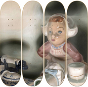 Detalle Pesca Milagrosa, Niña Rosa - Paula Medina - obra de Paula Medina en skate decorativo vista 2