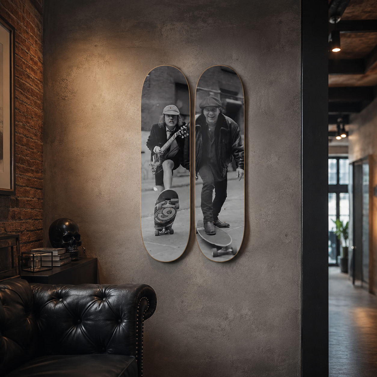 DC rock en tabla de skate decorativa