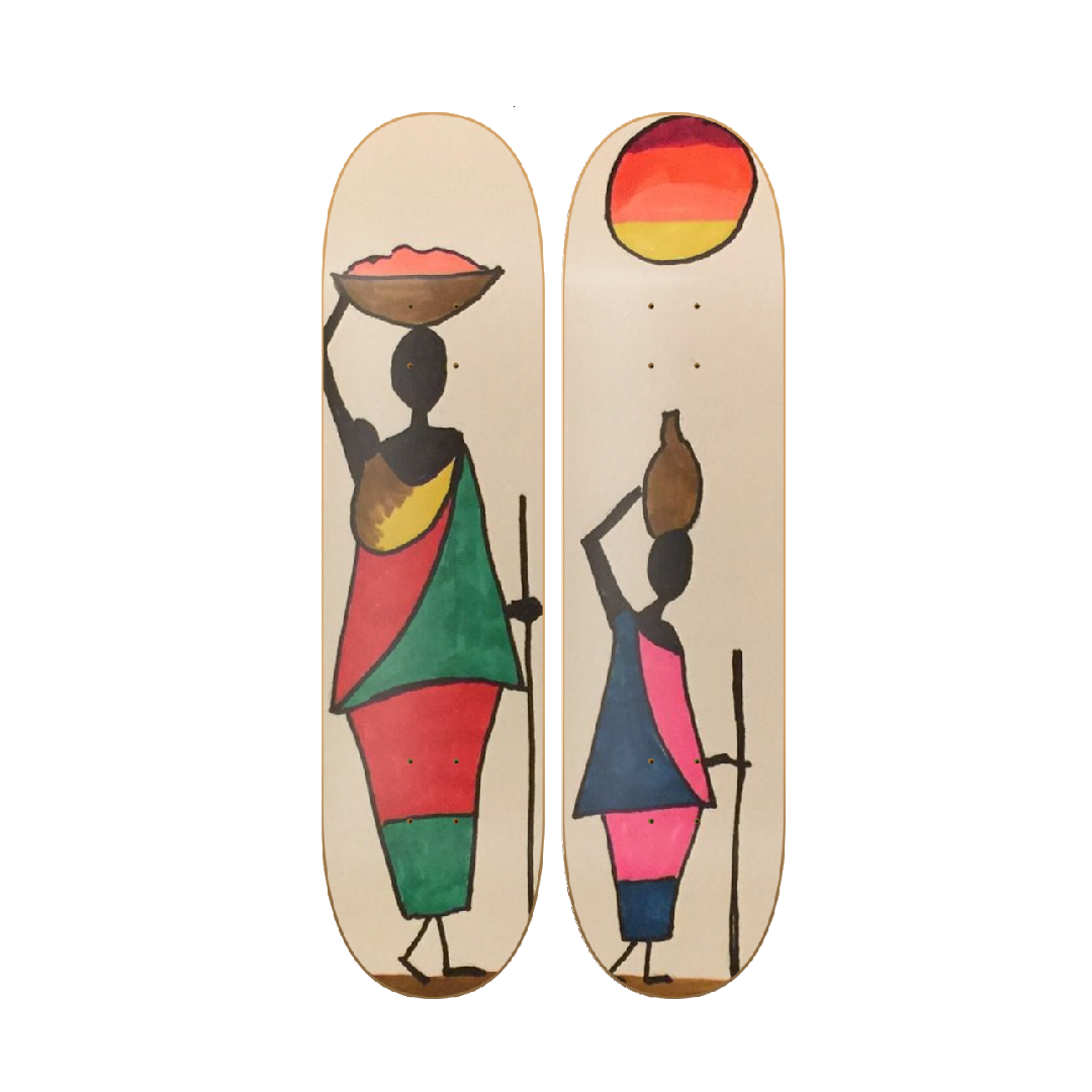 Africa Sun - skate decorativo ilustrado de pared
