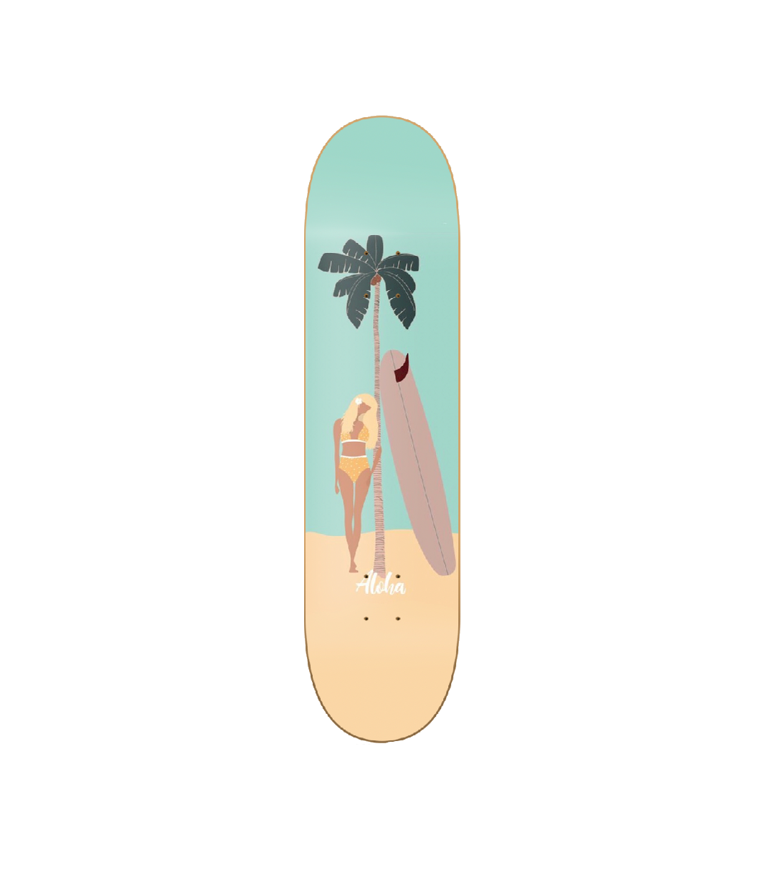 Aloha - skate decorativo ilustrado de pared