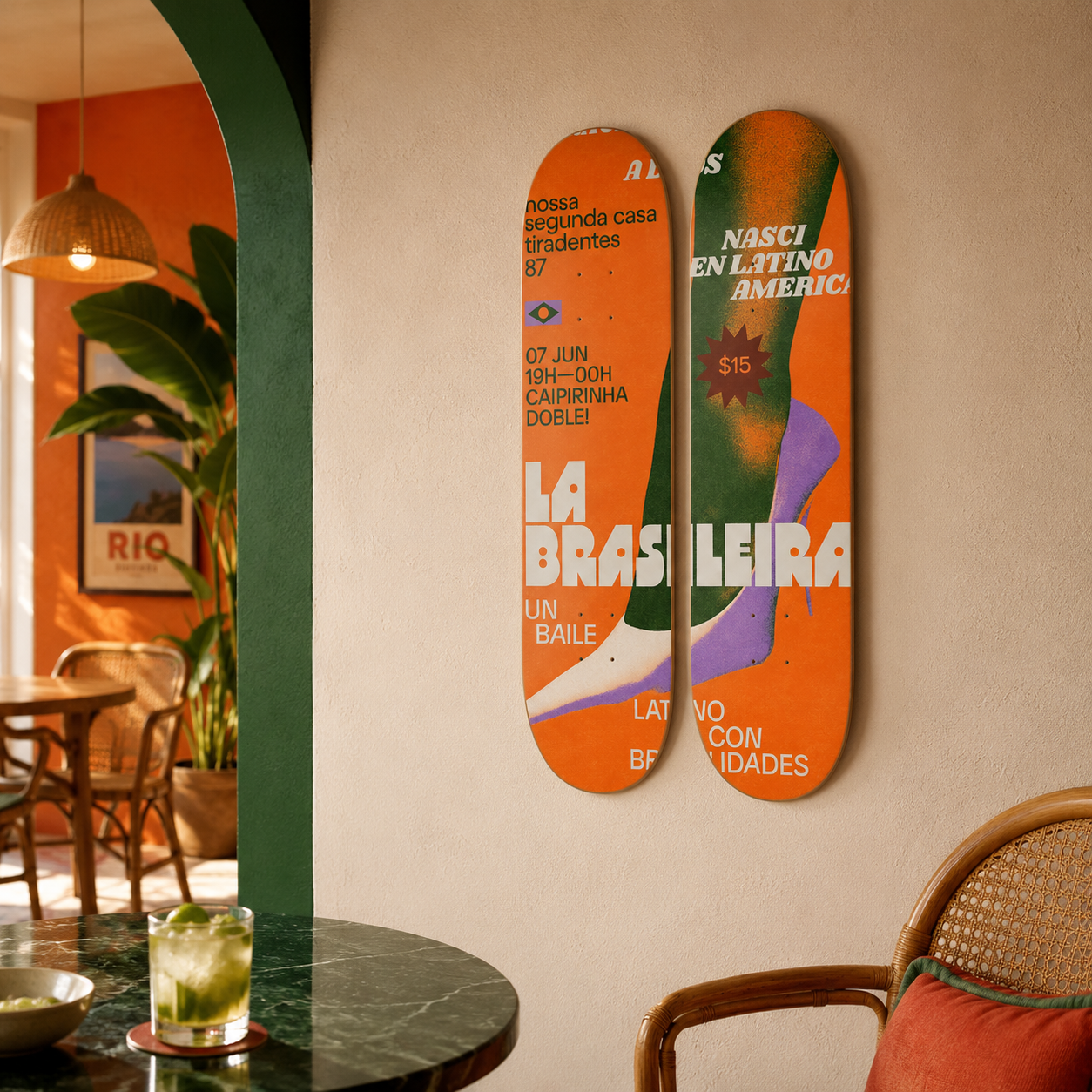 Baile x 15 - skate decorativo diseño de pared