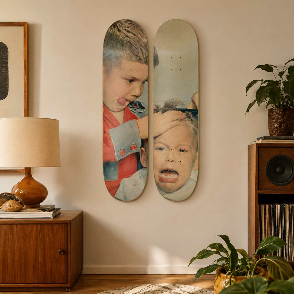 Barber Cry - skate decorativo ilustrado de pared