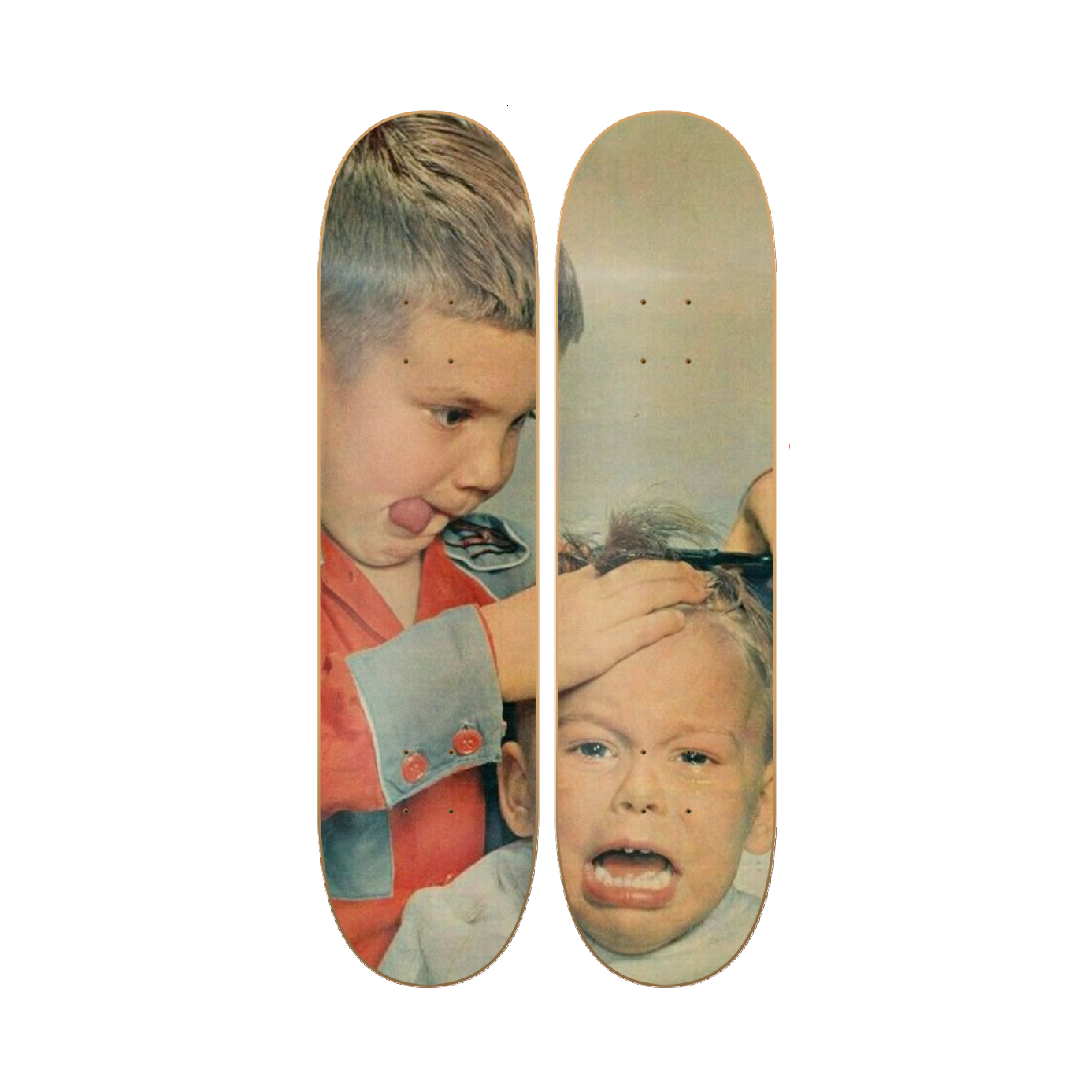 Barber Cry - skate decorativo ilustrado de pared vista 2