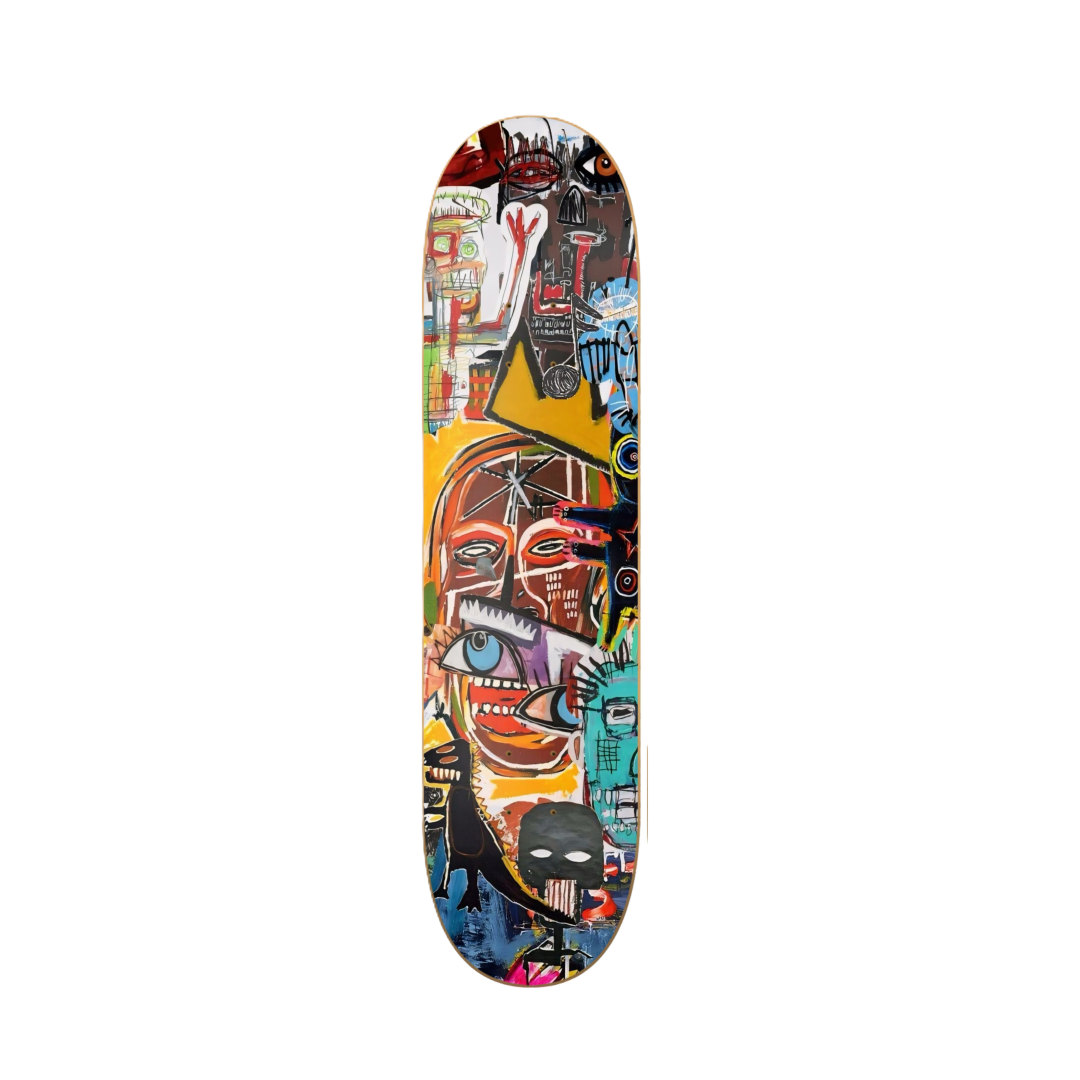 Basquiat - arte urbano en tabla de skate decorativa