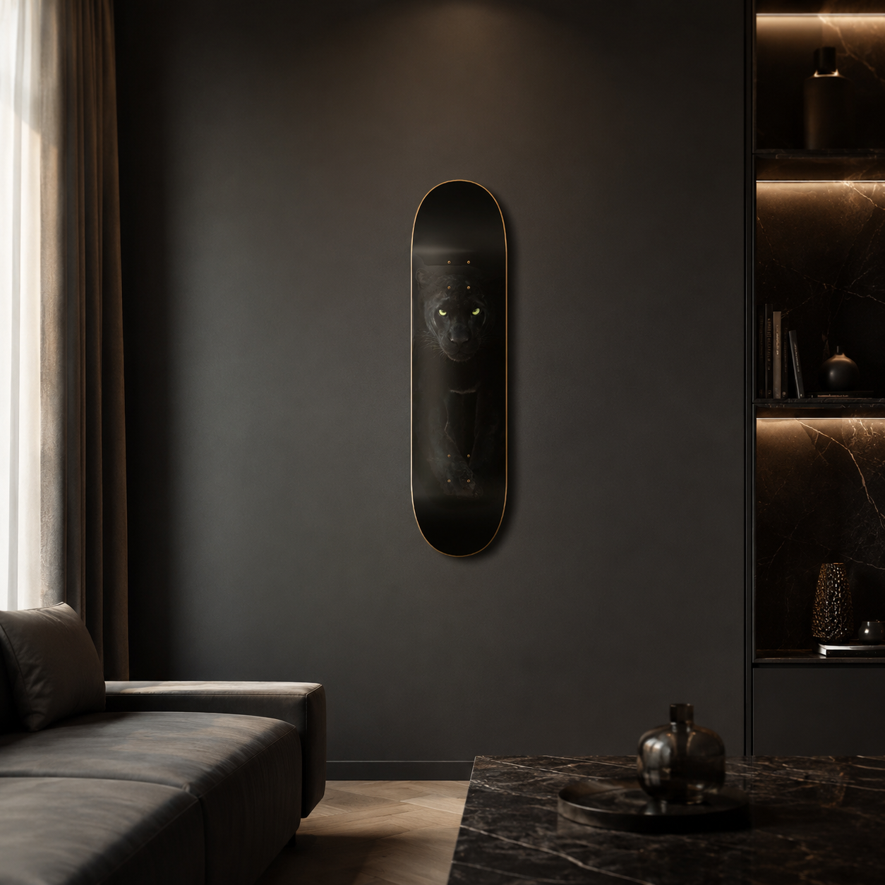 Black Phanter - skate decorativo animales de pared