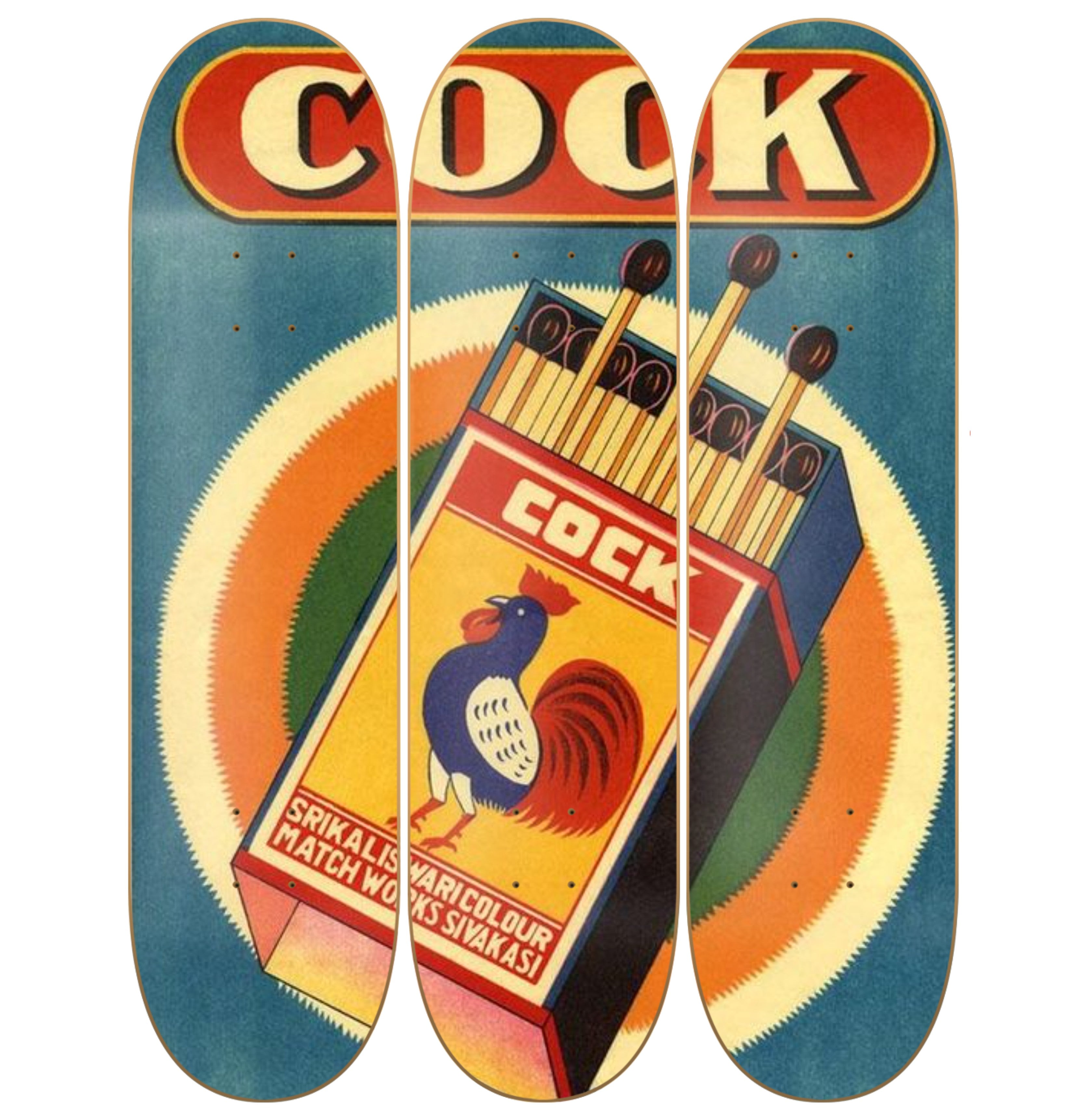 Cock - skate decorativo diseño de pared vista 2
