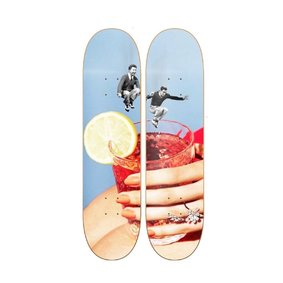 Campari - skate decorativo ilustrado de pared vista 2