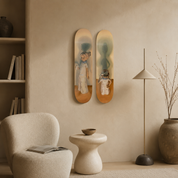 Díptico Niña leche, Frente y Espalda - Paula Medina - obra de Paula Medina en skate decorativo
