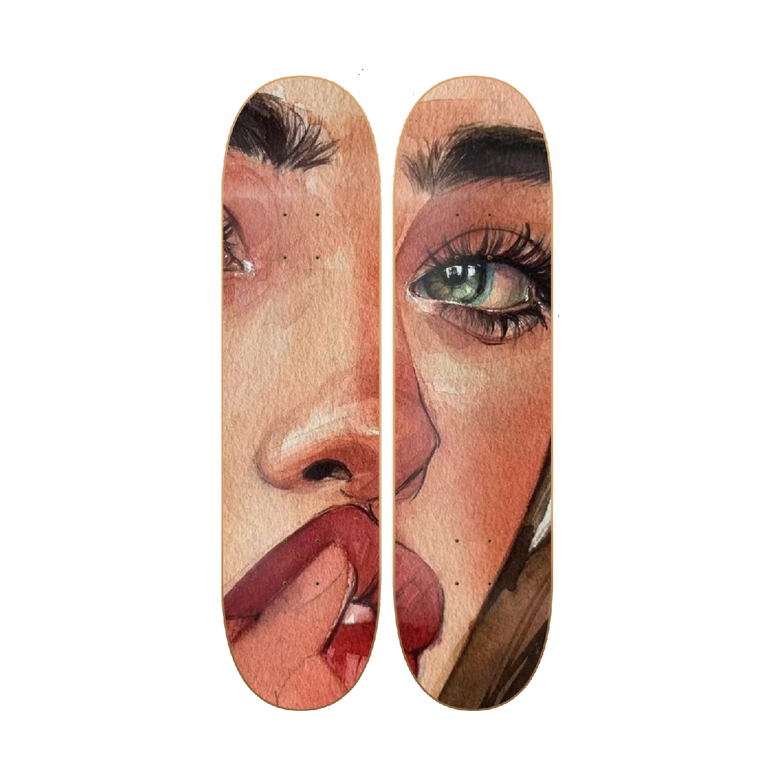 Don´t Talk - skate decorativo ilustrado de pared vista 2