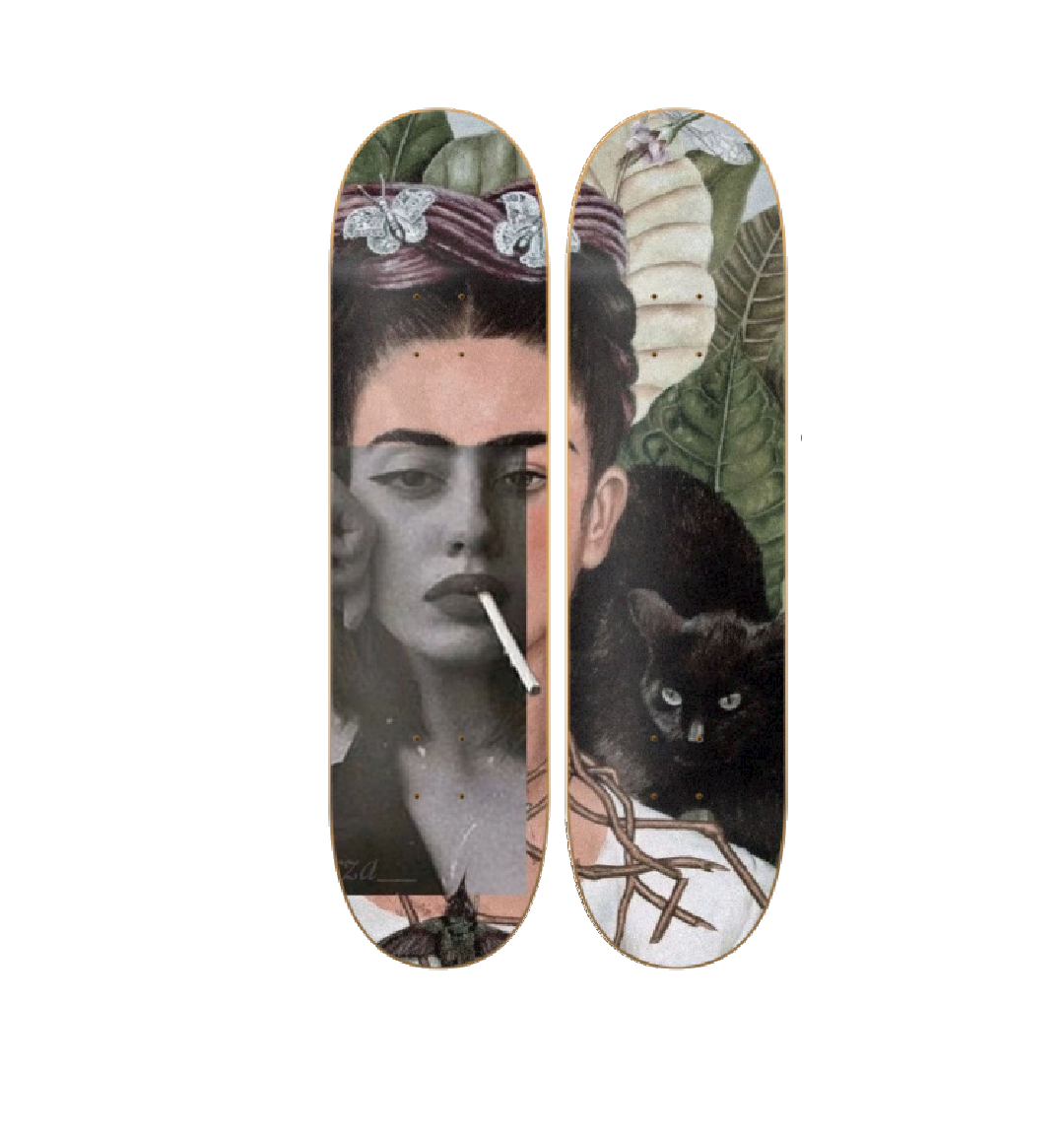 Frida Cat - Frida Kahlo en tabla de skate decorativa vista 2