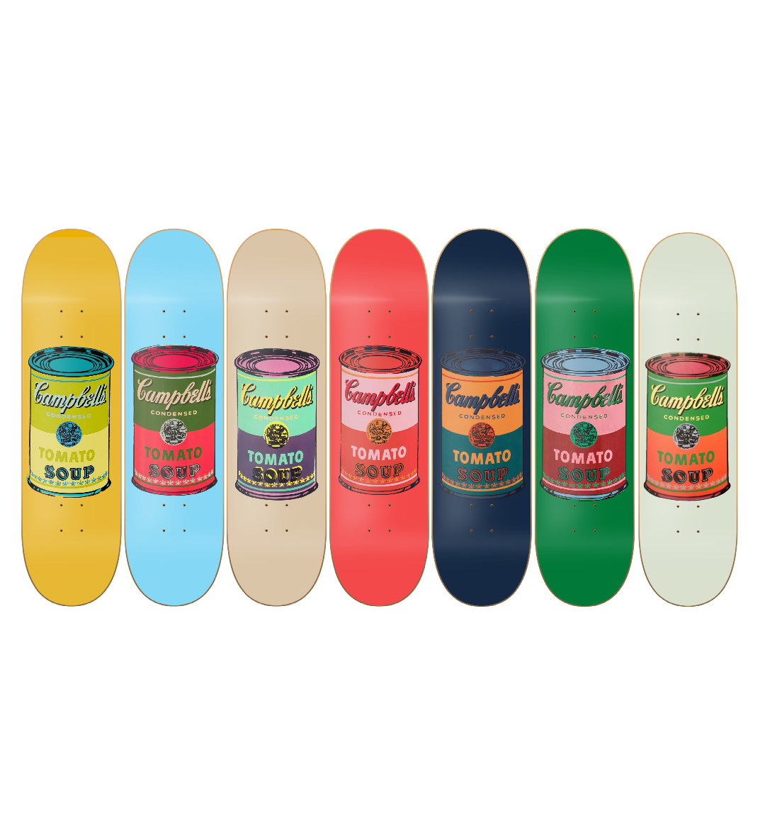 Full Set Campbells - Campbell pop art set completo en tabla de skate decorativa vista 2