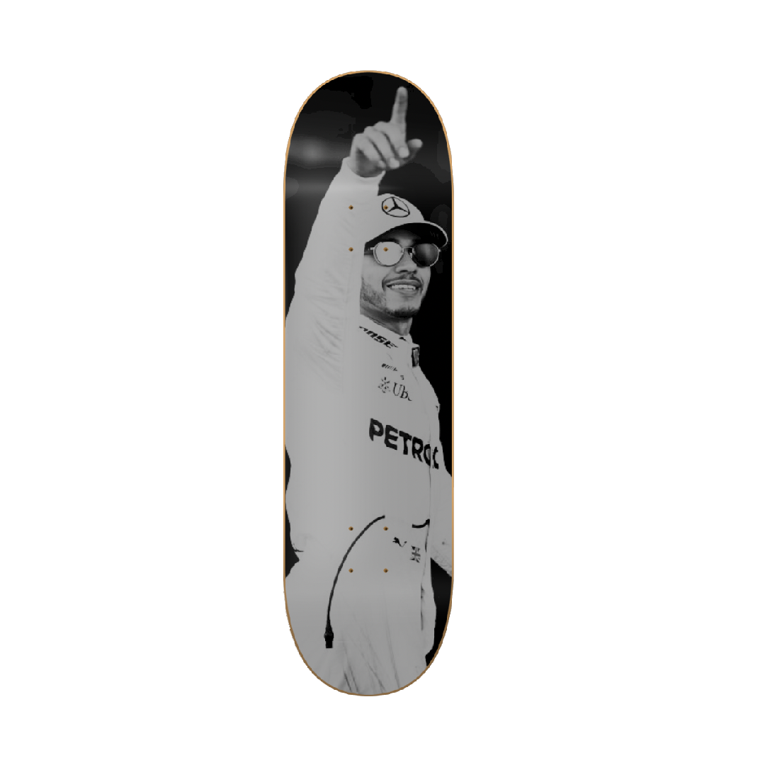 LH 44 - Lewis Hamilton Fórmula 1 en tabla de skate decorativa vista 2