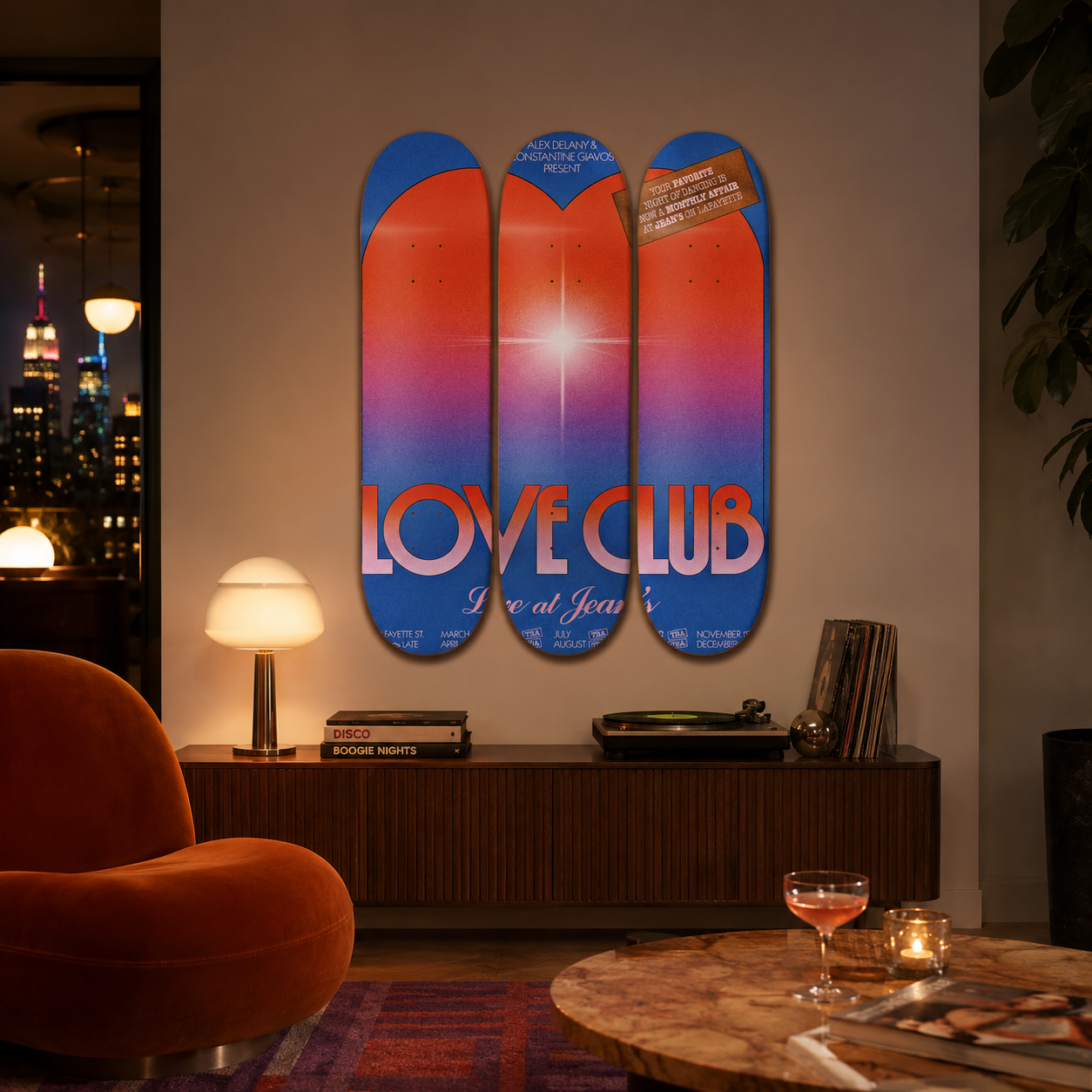 Love Club - skate decorativo diseño de pared