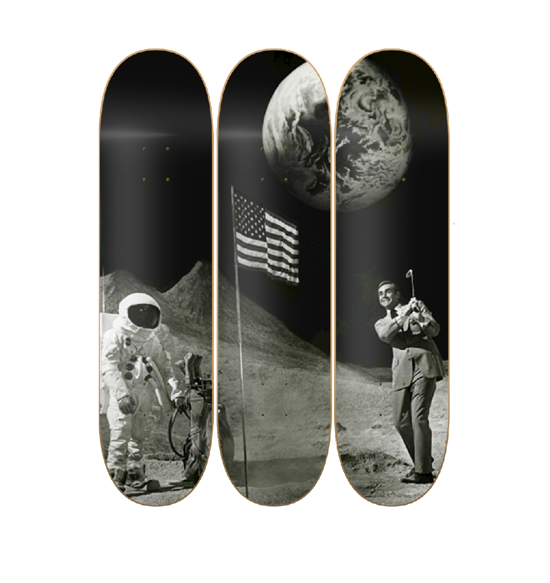 Lunar Golf - skate decorativo ilustrado de pared vista 2