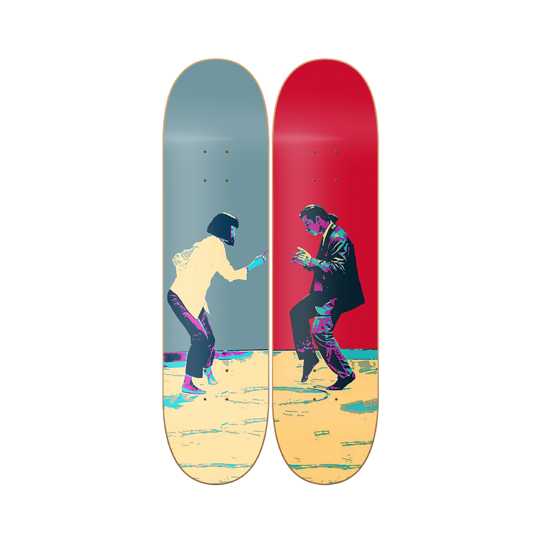 Mia & Vincent - Pulp Fiction Mia y Vincent en tabla de skate decorativa vista 2