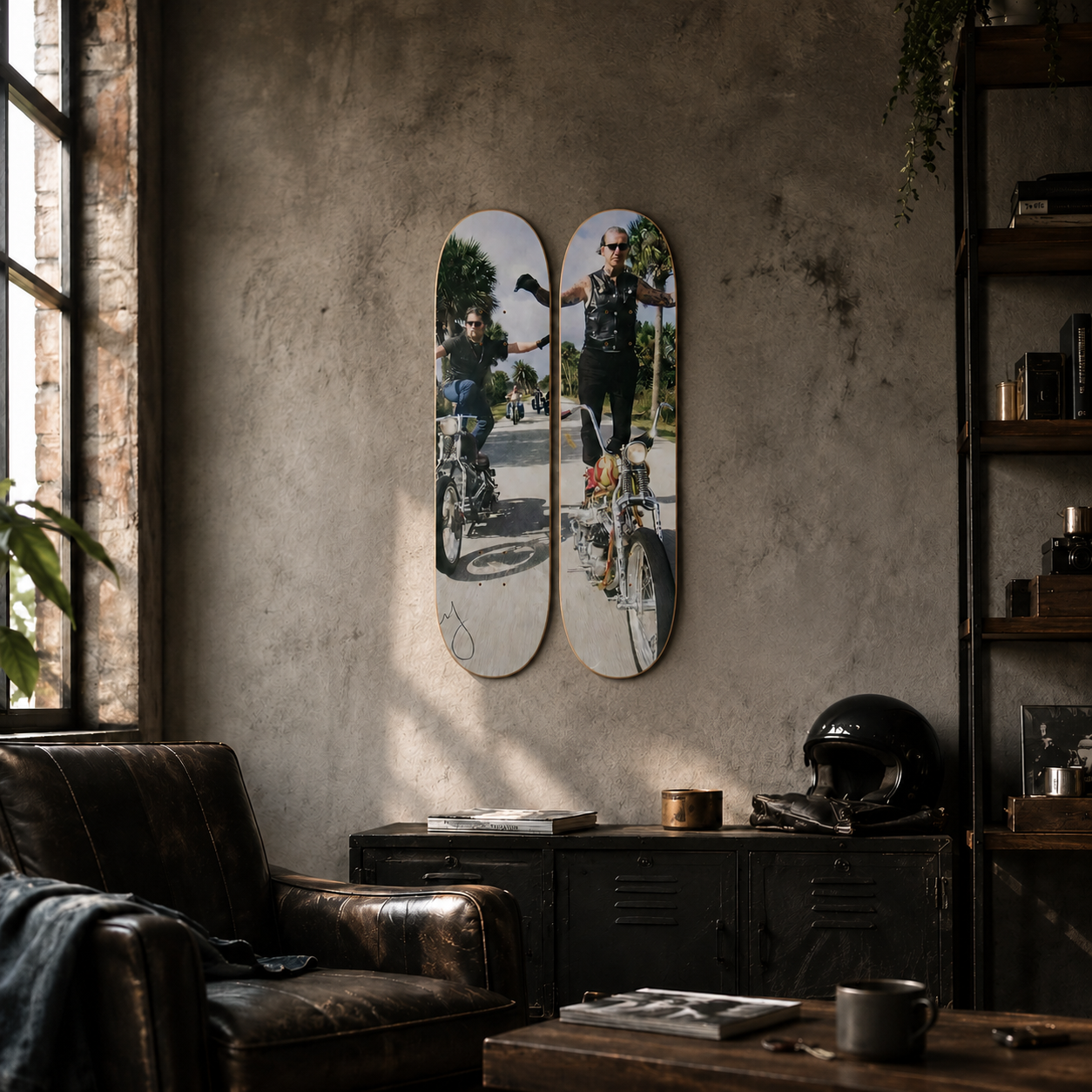 Moto Surf - surf y moto en tabla de skate decorativa