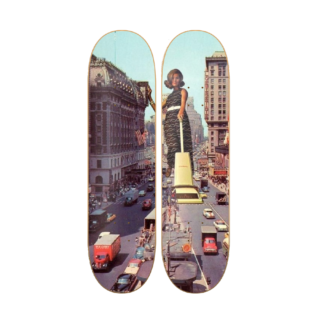 NY - skate decorativo ilustrado de pared vista 2