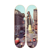 NY - skate decorativo ilustrado de pared vista 2