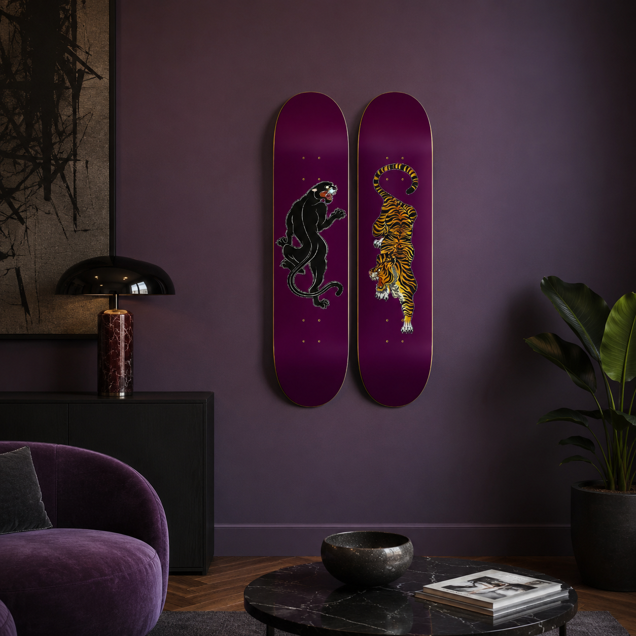 Panter & Tiger - skate decorativo animales de pared