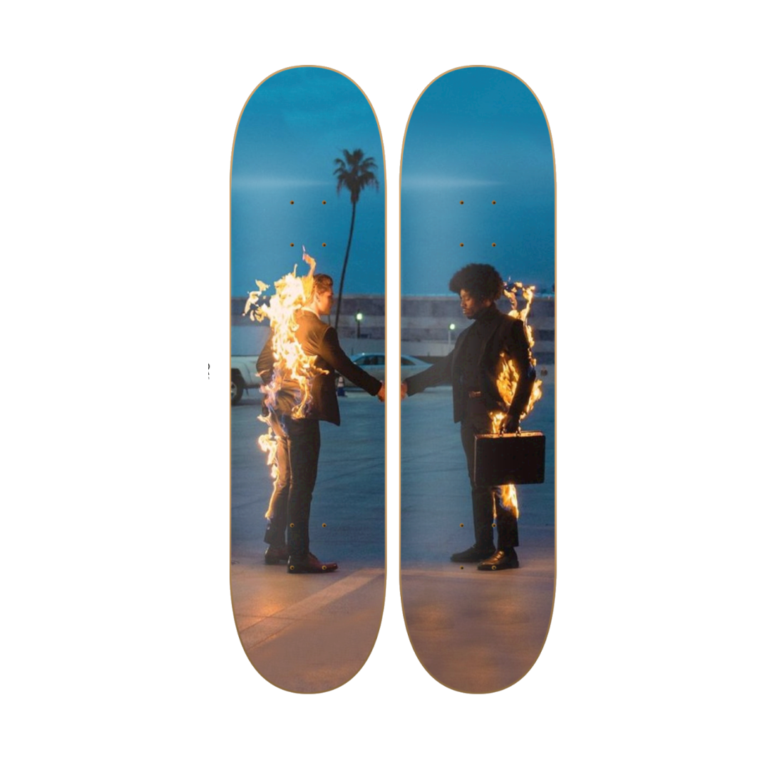 Pink Floyd Fire - Pink Floyd en tabla de skate decorativa