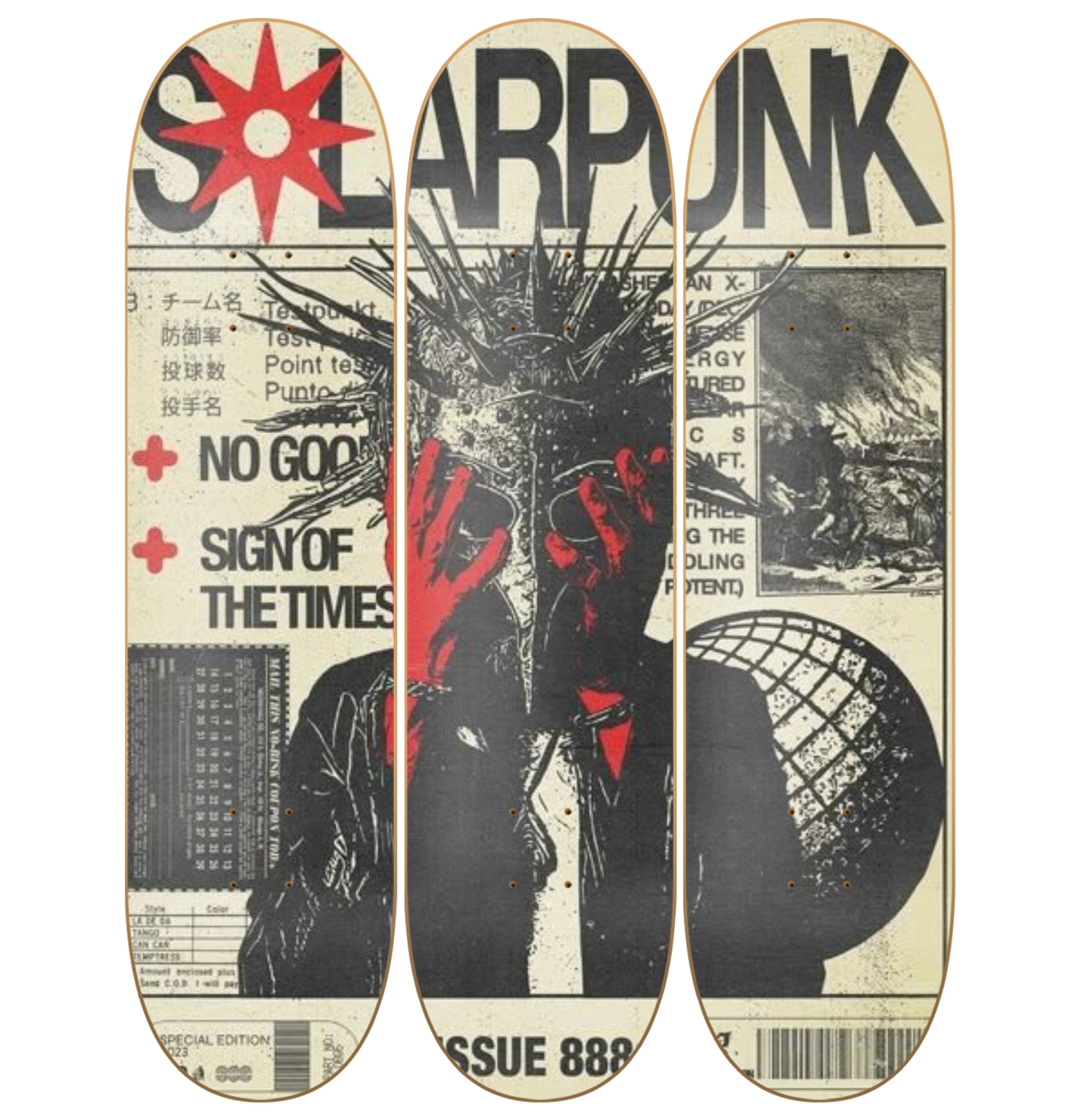 Solarpunk - skate decorativo diseño de pared vista 2