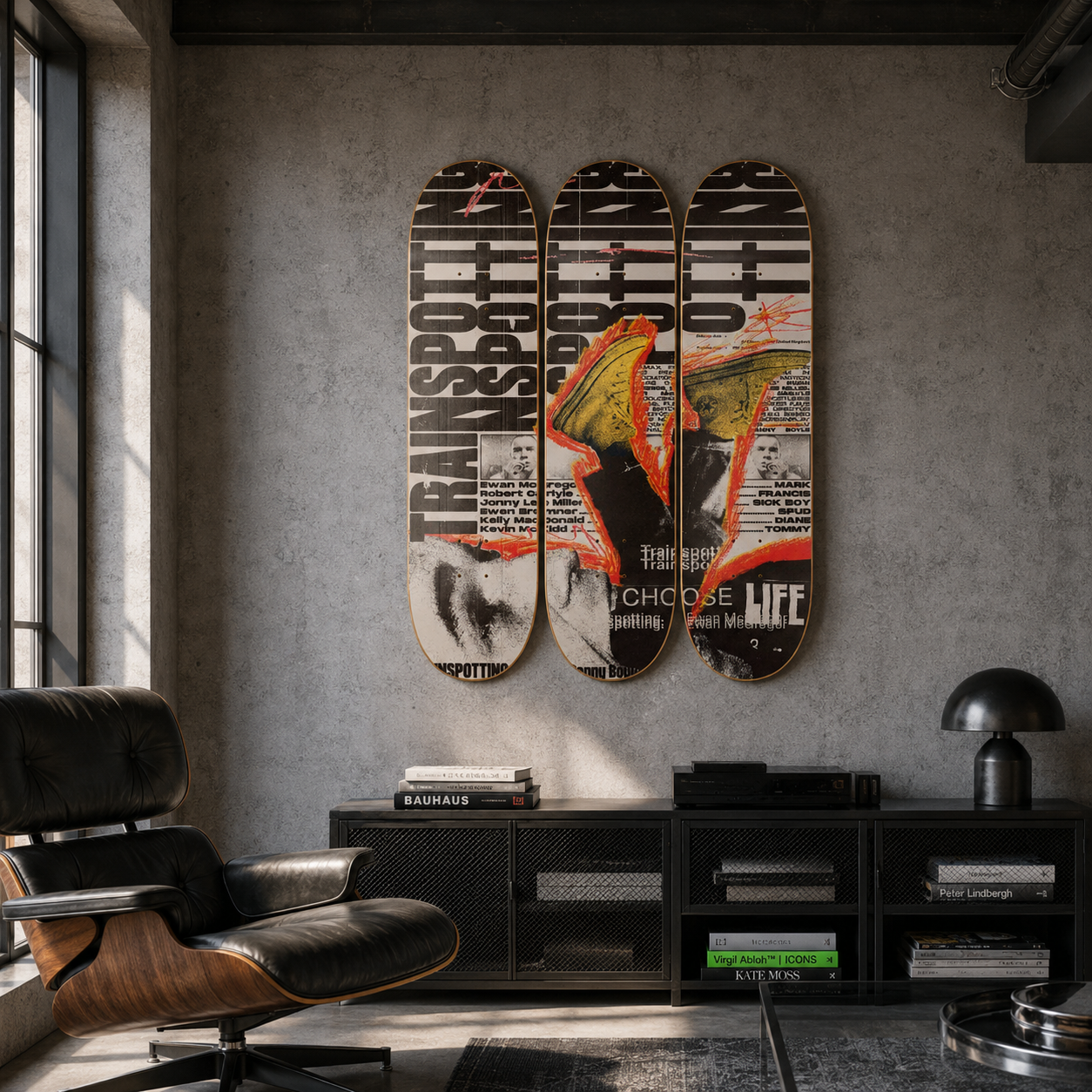 Trainspoting - Trainspotting en tabla de skate decorativa